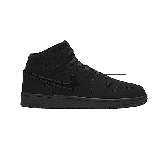 Nike Air Jordan 1 Mid GS “Triple Black” (554725-056) Size 6Y - Picture 1 of 9